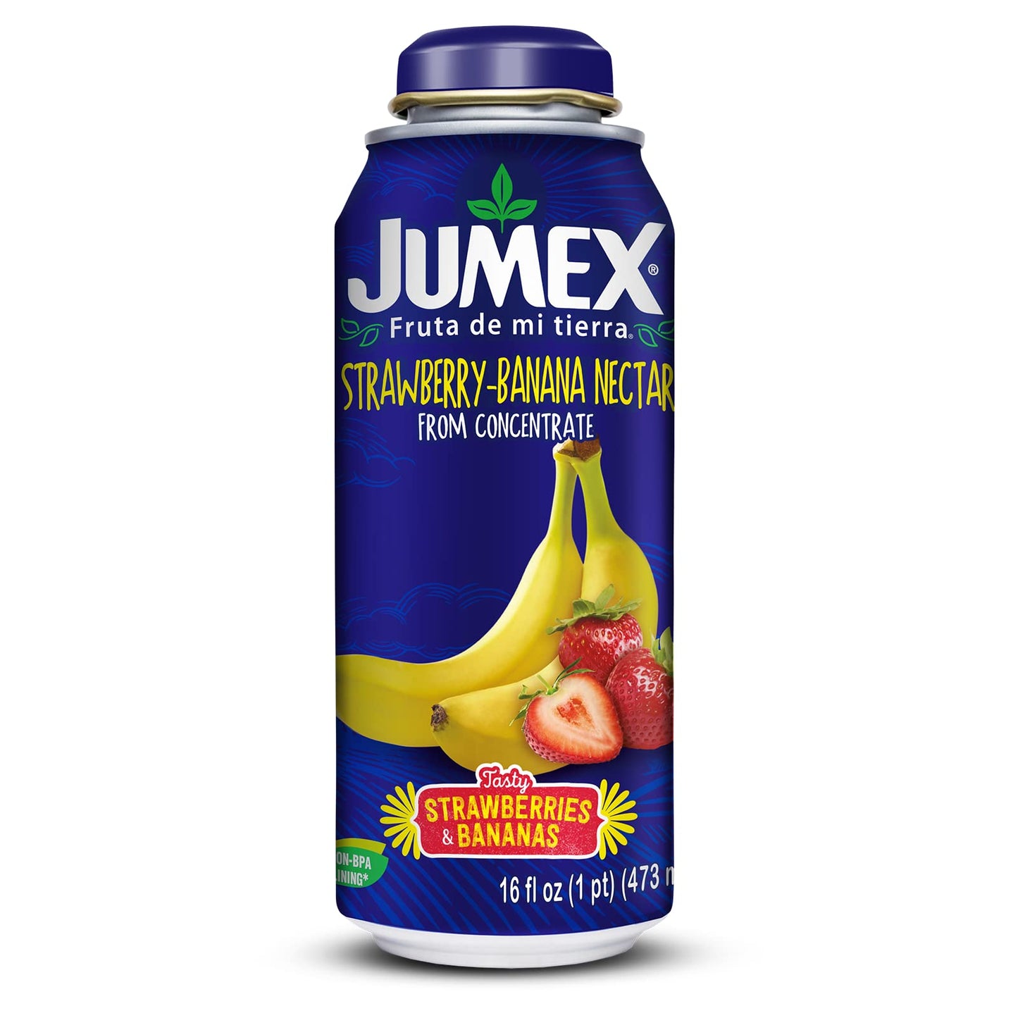 Jumex Lata Botella Strawberry-Banana Nectar | Insulated, Bpa-Free Aluminum Can With Resealable Top | 16.9 Fl Ounces (Pack Of 12)