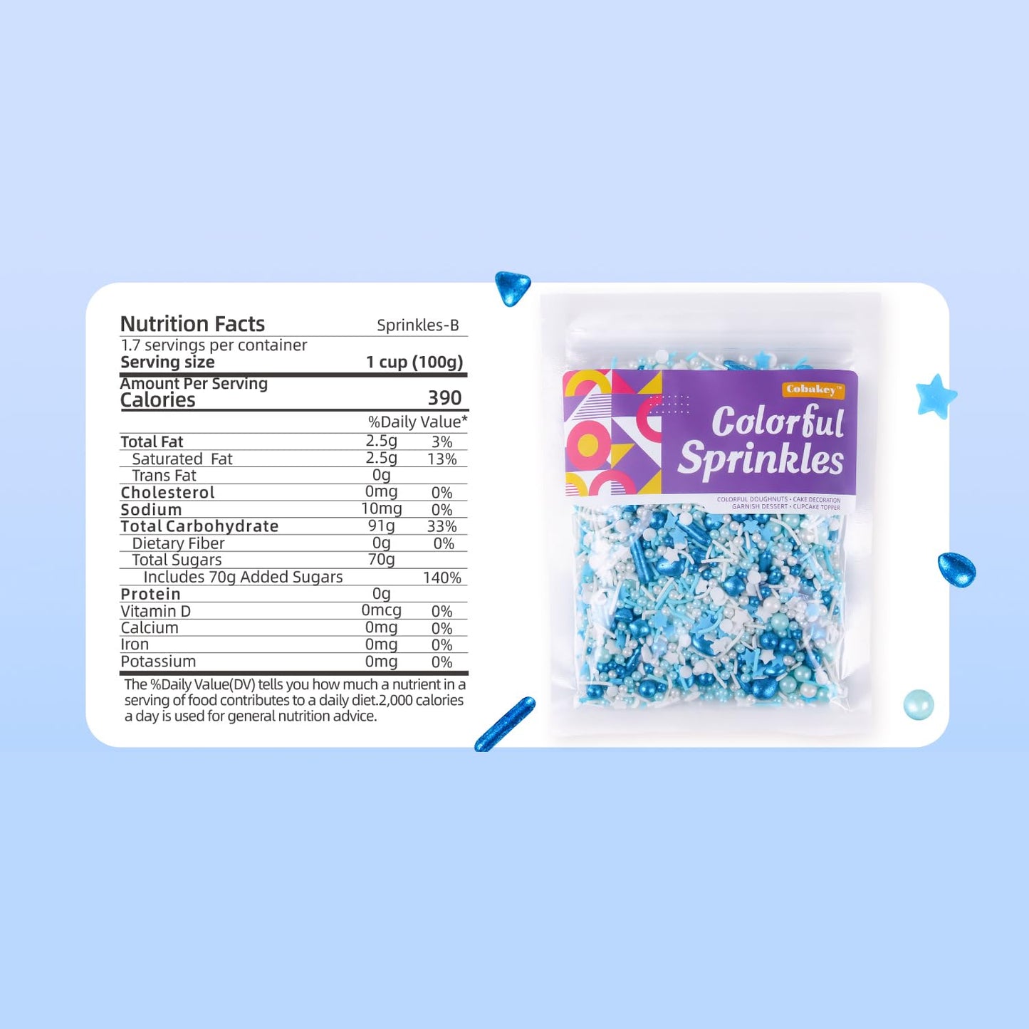 Blue Sprinkles For Cake Decorating 6Ounce - Sprinkles For Cupcakes Topper Cookie - Galaxy Sprinkles Mix Cake Decorations For Kid