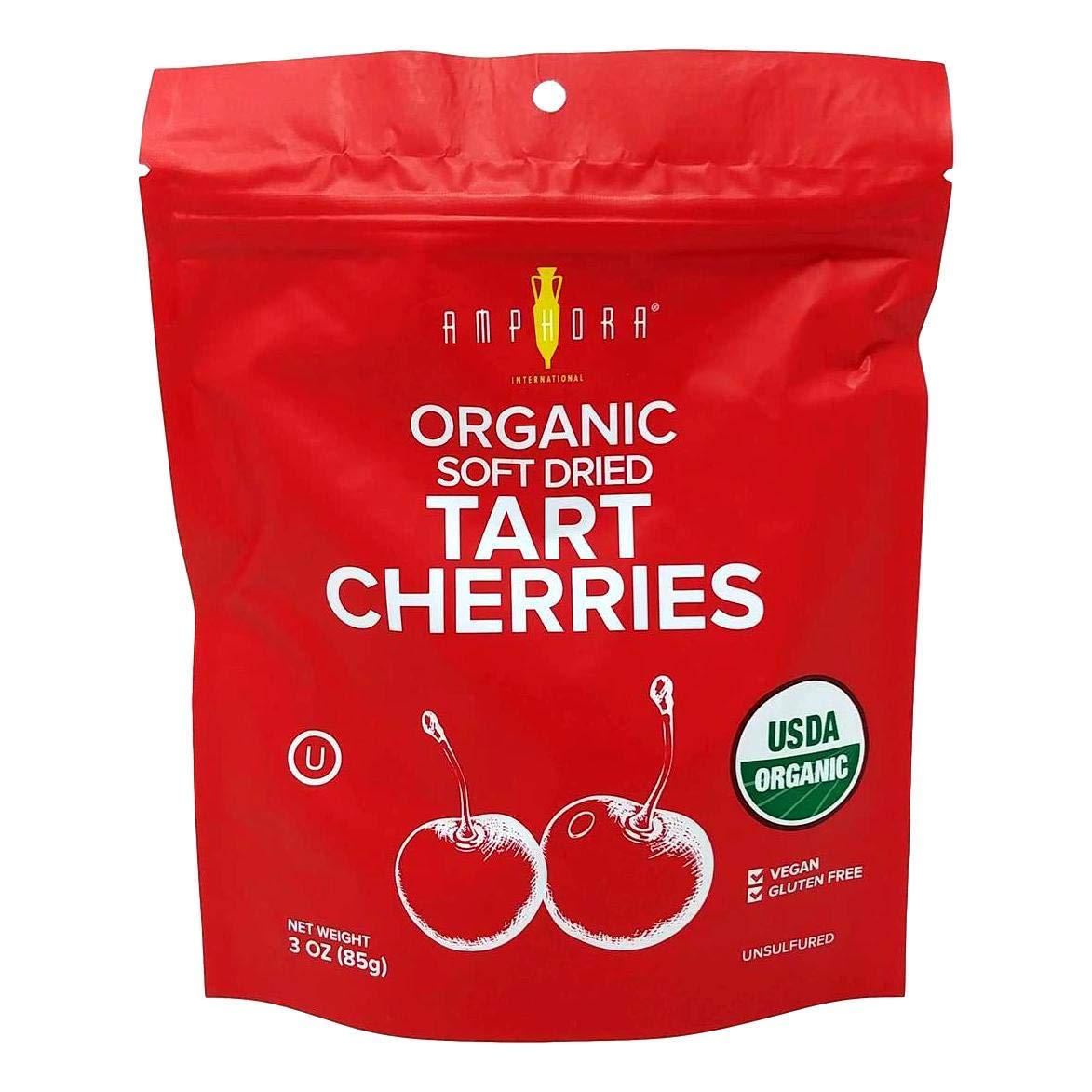 Amphora, Soft Dry Fruit Organic Cherries, 3 Ounce (Pack of 1)