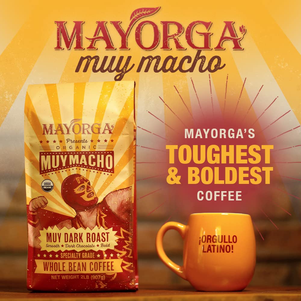 Mayorga Intense Dark Roast Coffee, 5 lb bag - Muy Macho Blend, the Worlds Strongest Organic Coffee - 100% Arabica Whole Coffee