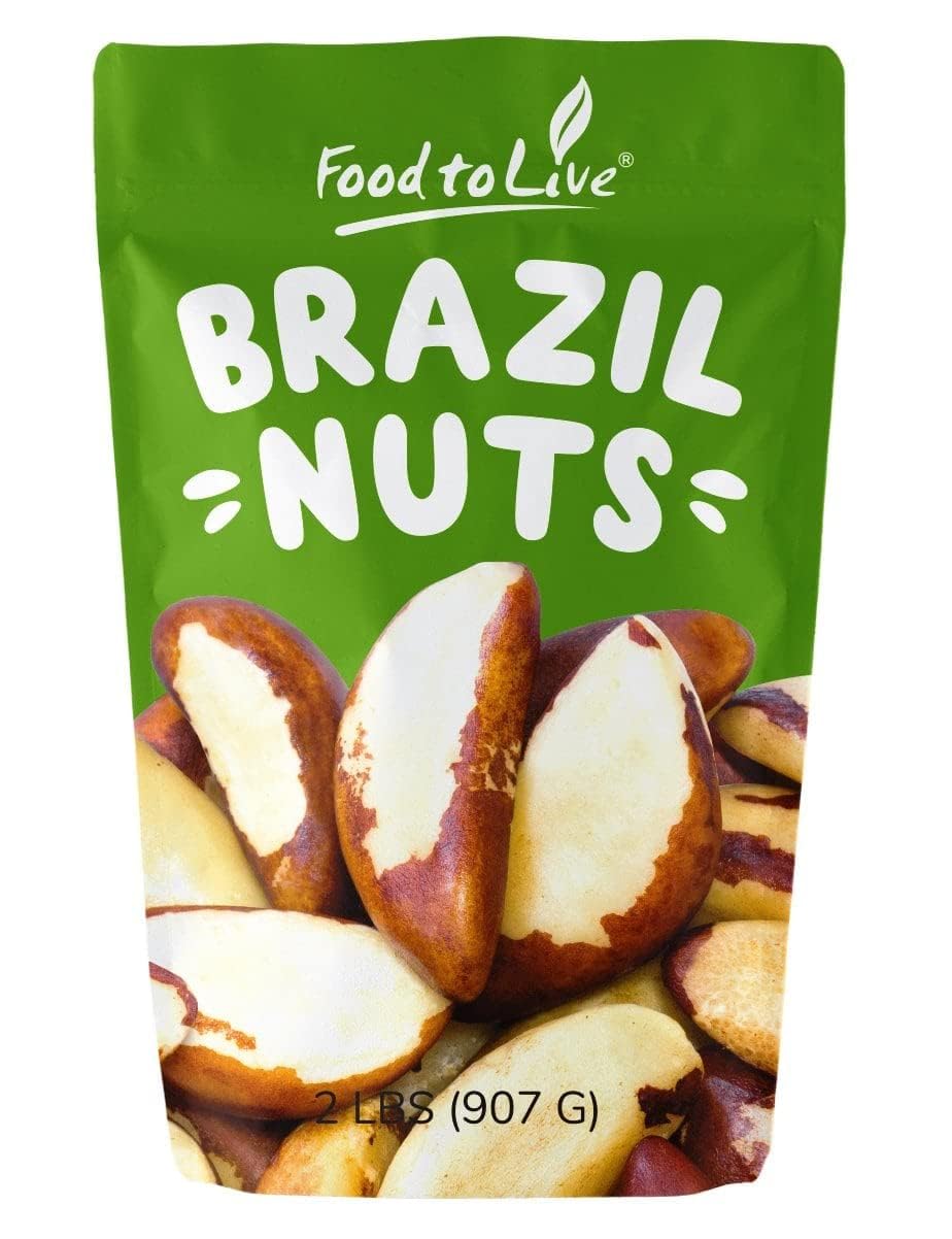 Food To Live - Dry Roasted Brazil Nuts With Himalayan Salt  2 Pounds - Oven Roasted  Lightly Salted  No Oil Added  Whole. Vegan  Kosher  Bulk.