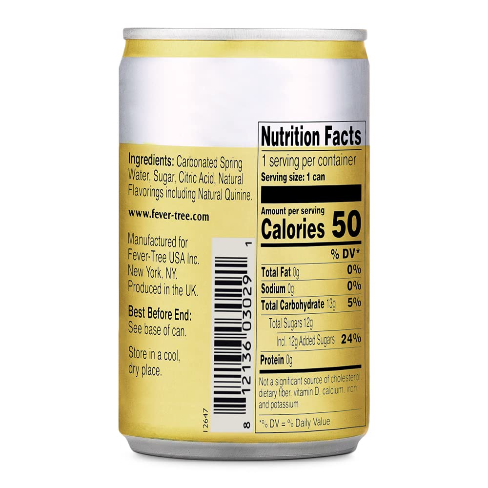 Fever-Tree Tonic Water - Premium Quality Mixer - Refreshing Beverage For Cocktails & Mocktails. Naturally Sourced Ingredients, No Artificial Sweeteners Or Colors - 5.1 Fl Oz Cans - Pack Of 24