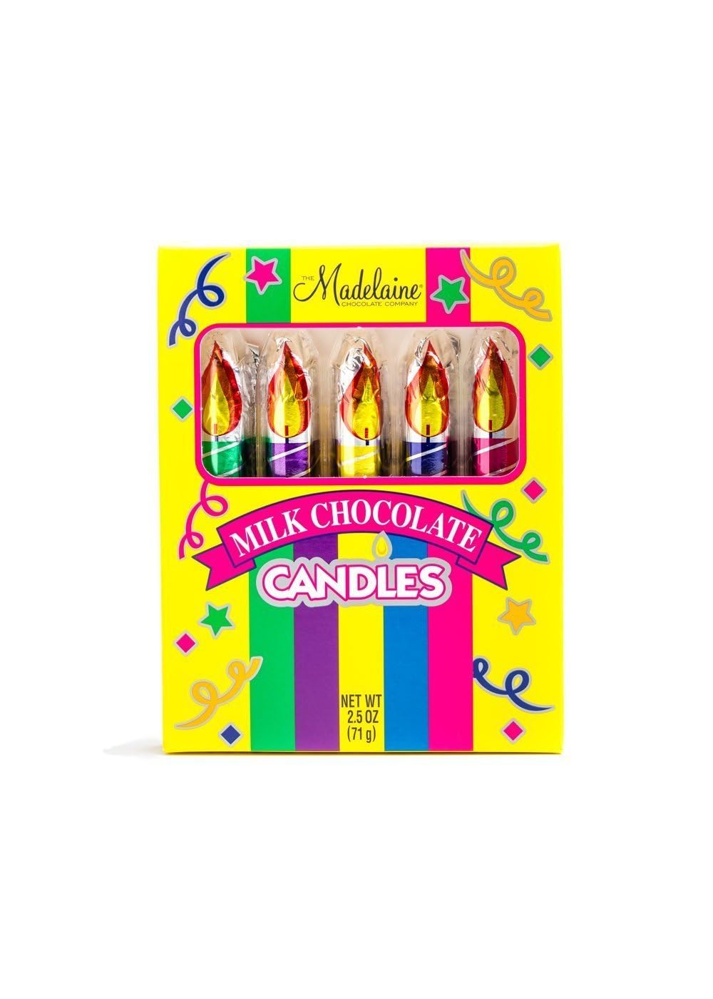 Madelaine Milk Chocolate Candles – Box Of 5 Individually Wrapped Edible Birthday Candles, Birthday Party Favors, Goodie Bags, Stocking Stuffers, Classroom Prizes, Novelty Gifts For Boys & Girls (2.5 Oz)