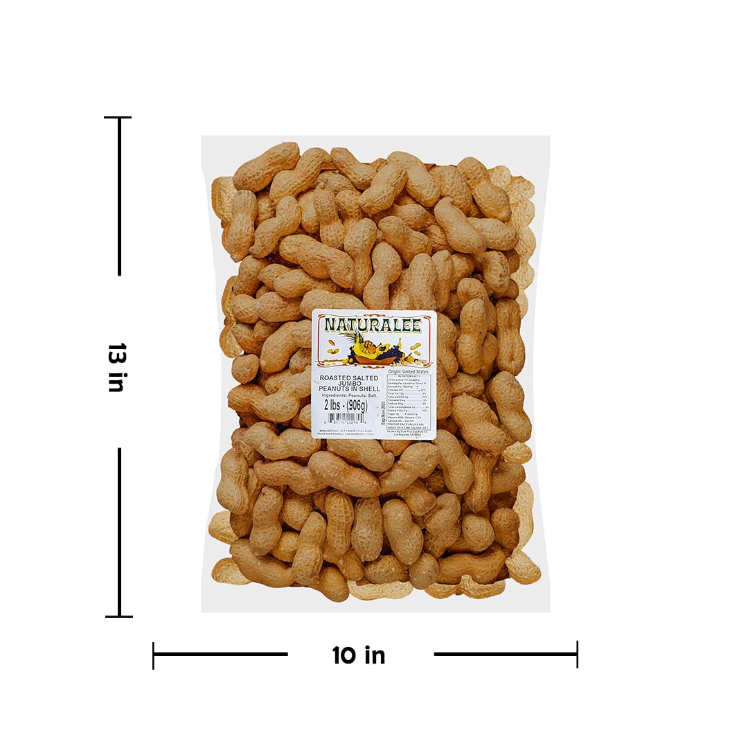 Naturalee Peanuts, In Shell 2 lbs - Roasted, Salted - Natural Healthy Snack (Pack of 2)