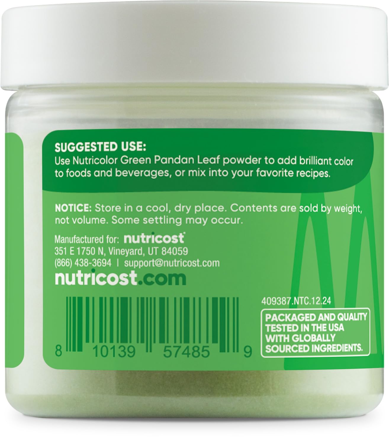 Nutricost Green Plant Based Food Coloring From Pandan Leaf Powder (50 Servings) - Nutricolor Color Alternative For Food & Bevera