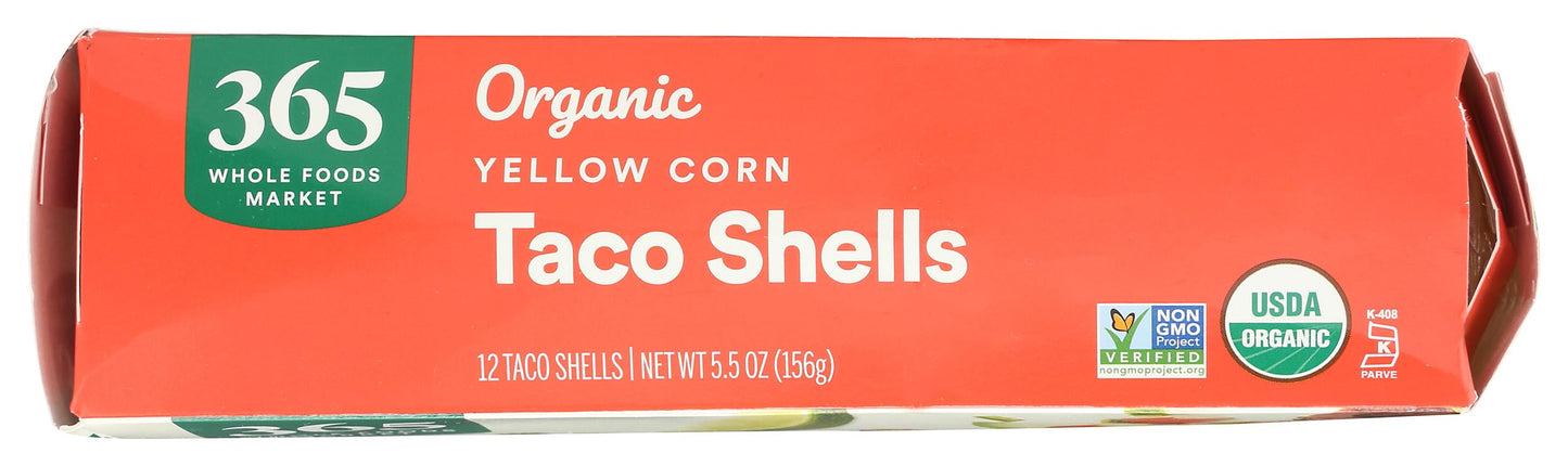365 by Whole Foods Market Organic Yellow Taco Shells, 5.5 OZ - Perfect for Tacos and Nachos, Gluten-Free, Pack of 1