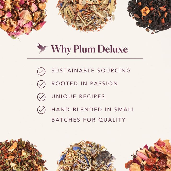 Plum Deluxe Vanilla Sugar Cookie Herbal Tea - Caffeine-Free Loose Leaf Blend - 60 to 80 Cups
