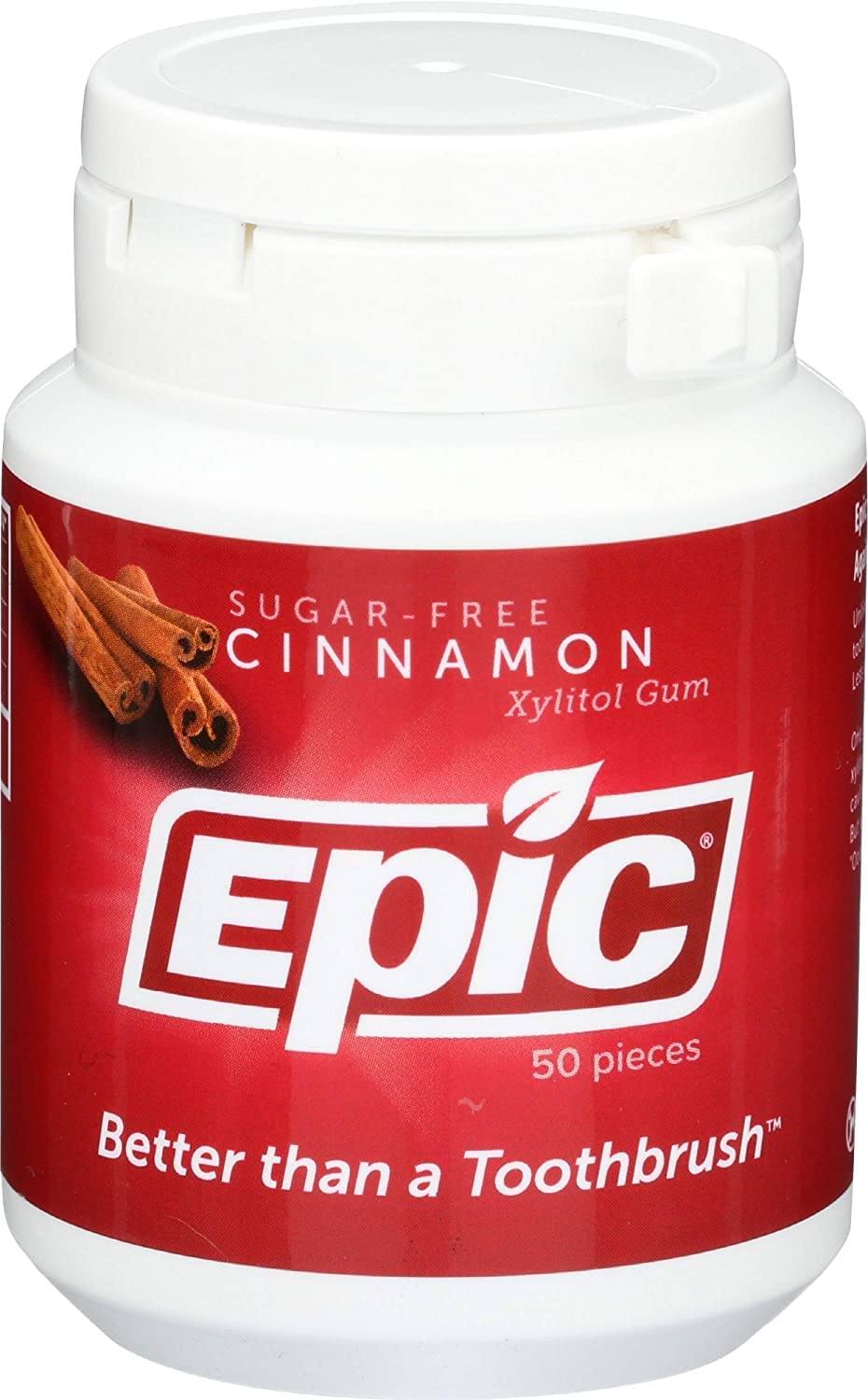 Epic Dental Cinnamon Gum Bottle, 50 Ct