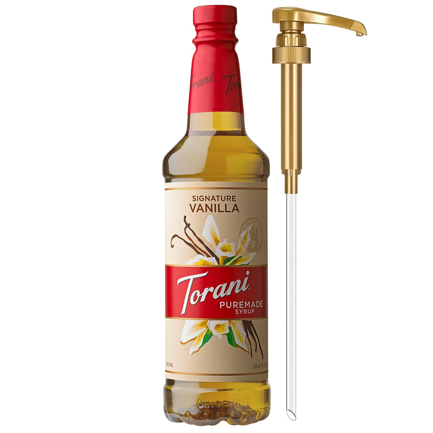 Torani Puremade Syrup  Signature Vanilla Flavoring For Drinks & Desserts  Pump Included  25.4 Fl Oz