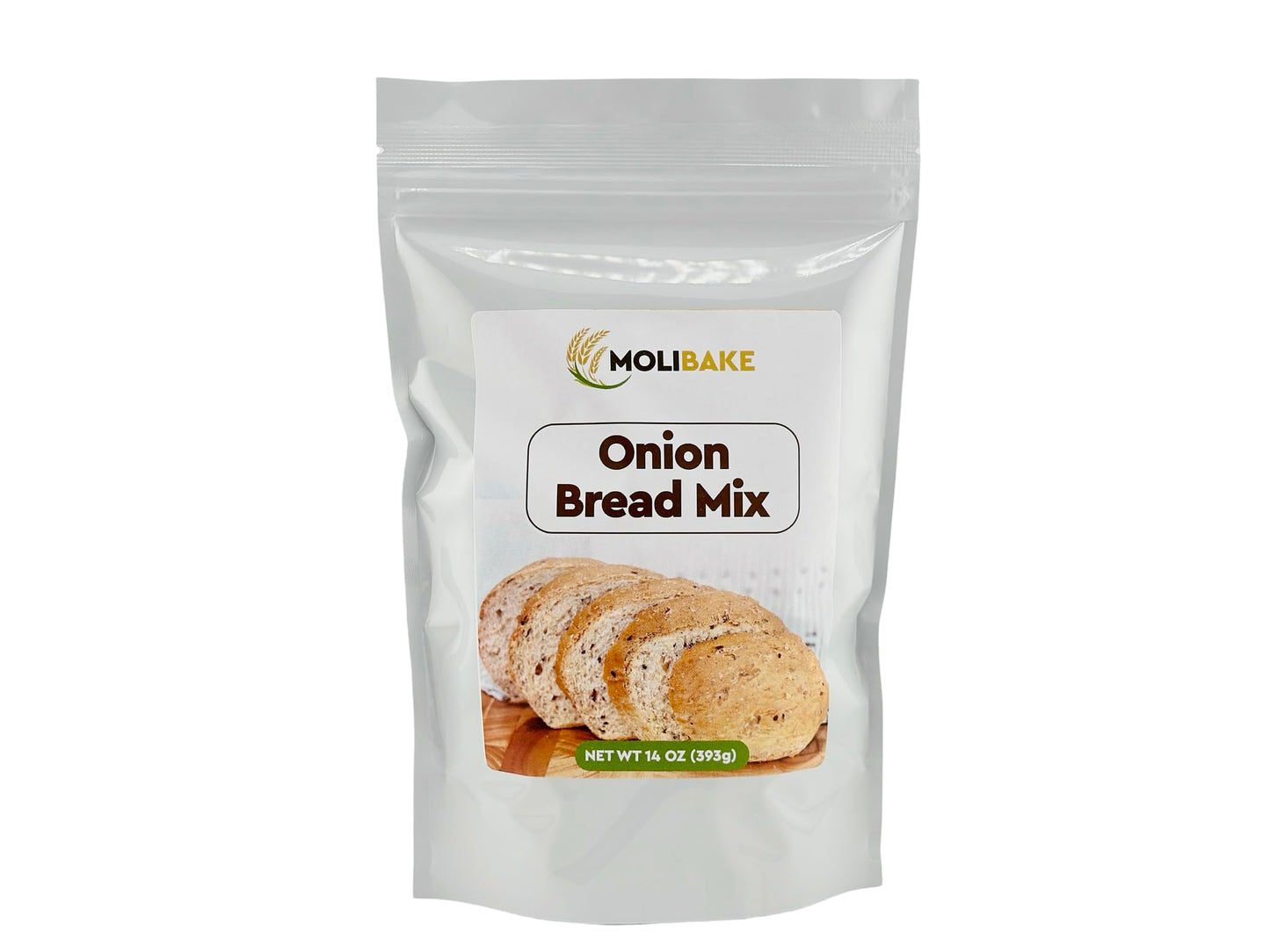 Molibake Onion Bread Mix - All-Natural Baking Mix for Bread Machine and Oven - 14 oz Bread Mix with Dried Onion Flakes, Sunflowe