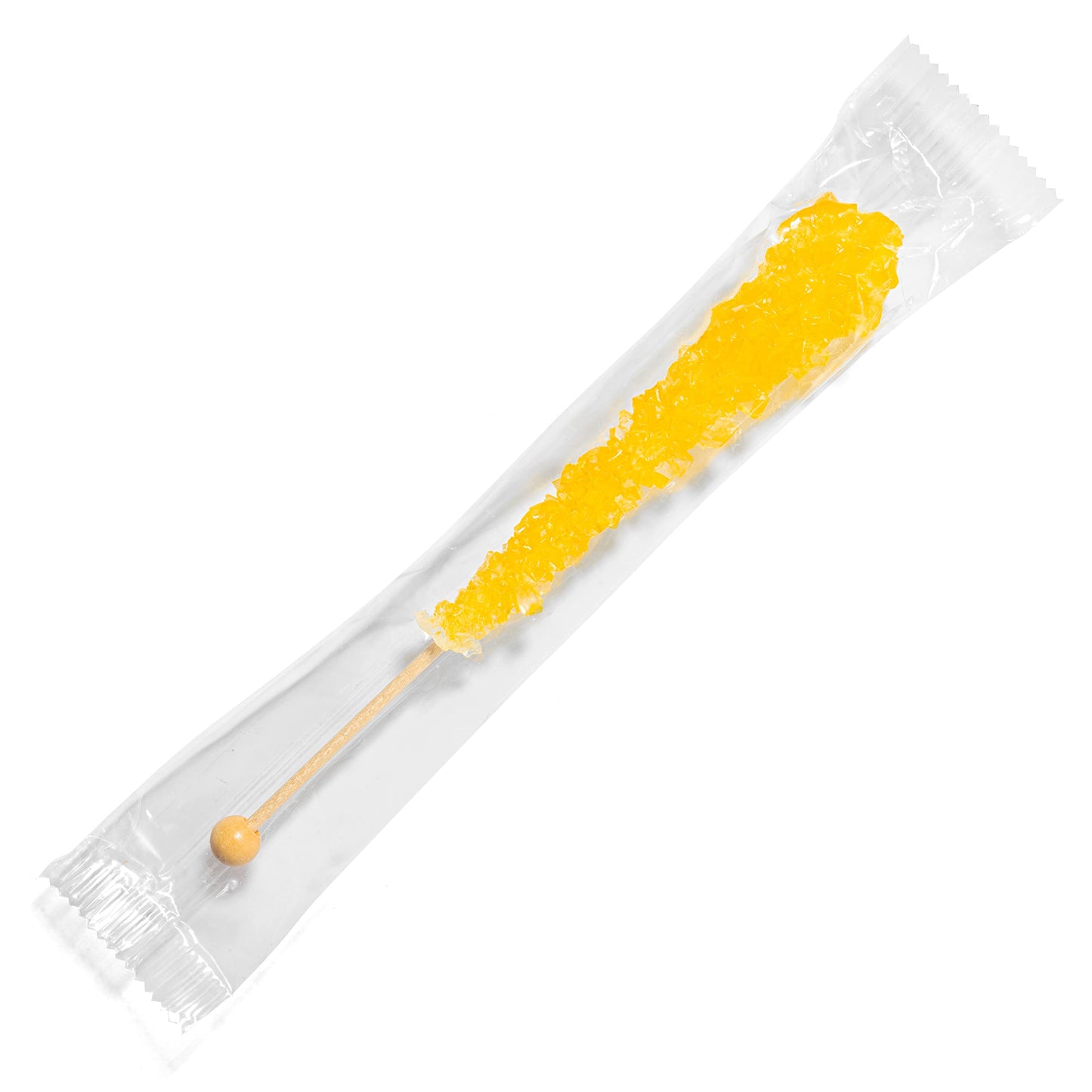 Yellow Rock Candy Sugar Sticks - Banana Flavored - 144 Individually Wrapped Bulk Candy