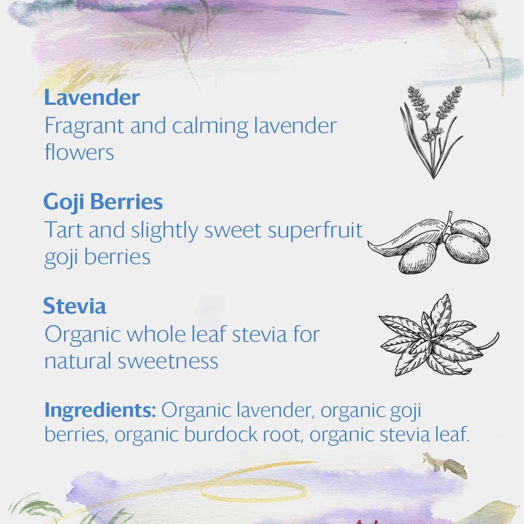 Grace Farms Herbal Teas - Lavender Goji Berry, Caffeine Free, Organic, 50 Sachet Pouch