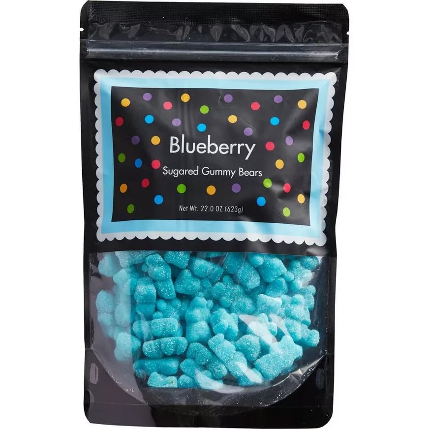 The Hampton Popcorn Company Blueberry Gummy Bears, 22 Ounce Resealable Bag, Light Blue