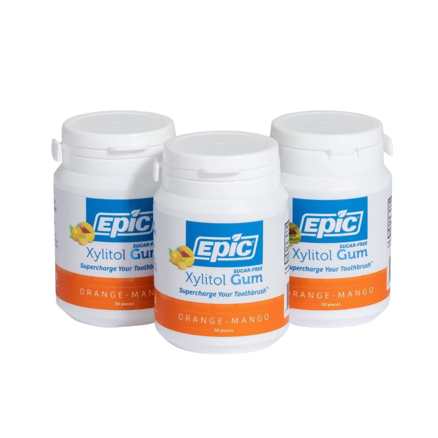 Epic Xylitol Chewing Gum - Sugar Free & Aspartame Free Chewing Gum Sweetened W/Xylitol For Dry Mouth & Gum Health (Orange-Mango,