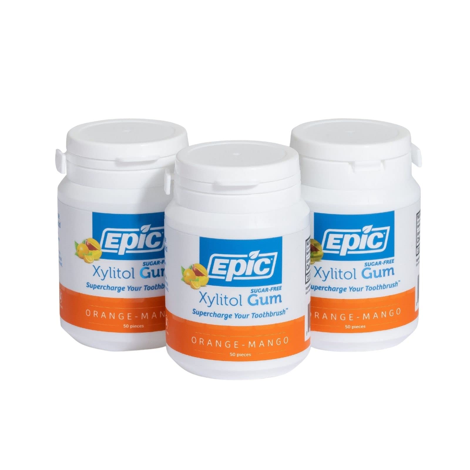 Epic Xylitol Chewing Gum - Sugar Free & Aspartame Free Chewing Gum Sweetened W/Xylitol For Dry Mouth & Gum Health (Orange-Mango,