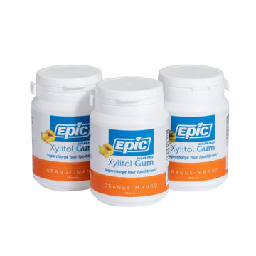 Epic Xylitol Chewing Gum - Sugar Free & Aspartame Free Chewing Gum Sweetened W/Xylitol For Dry Mouth & Gum Health (Orange-Mango,