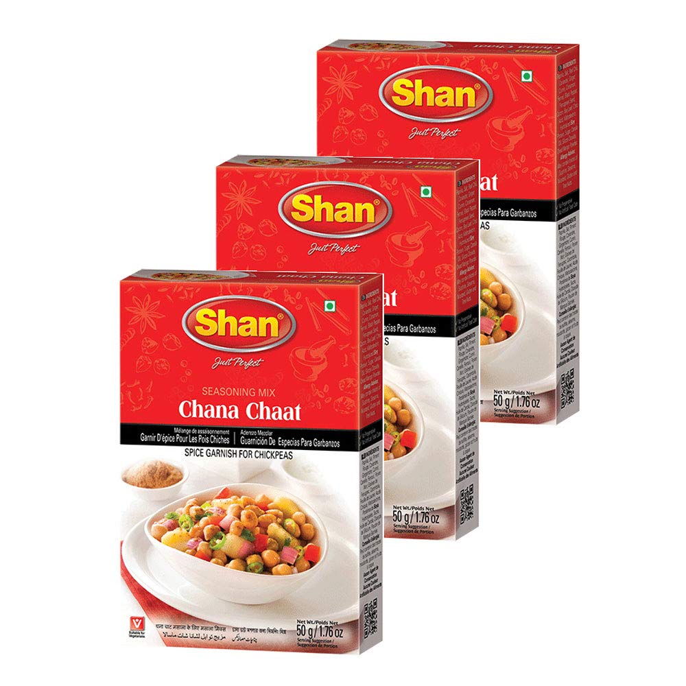 Shan Chana Chaat Seasoning Mix - Spice Powder for Chickpeas Snacks - 1.76 oz (Pack of 3) - Vegetarian - Airtight Bag
