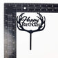 Antlers Happy Birthday Cake Topper Party Decorations (Black Acrylic)