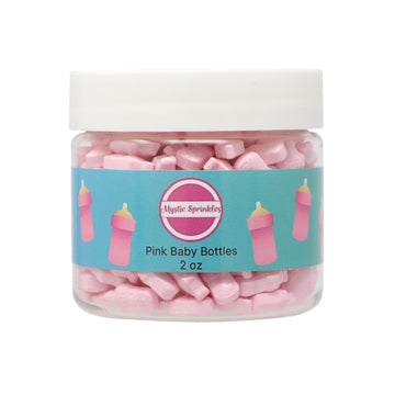 Mystic Sprinkles Baby Shower Themed Candy Shapes Sprinkles (Pink Baby Bottles, 2Oz Jar)