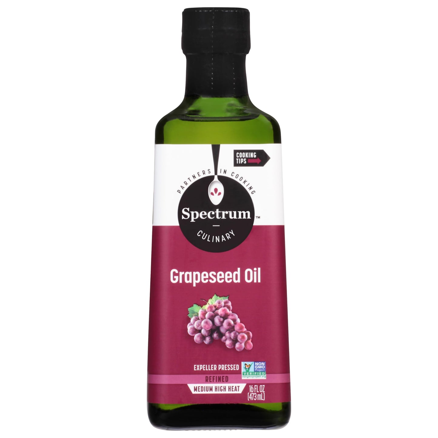 Spectrum Culinary, Grapeseed Oil, Refined, 16 Oz (Pack of 12)