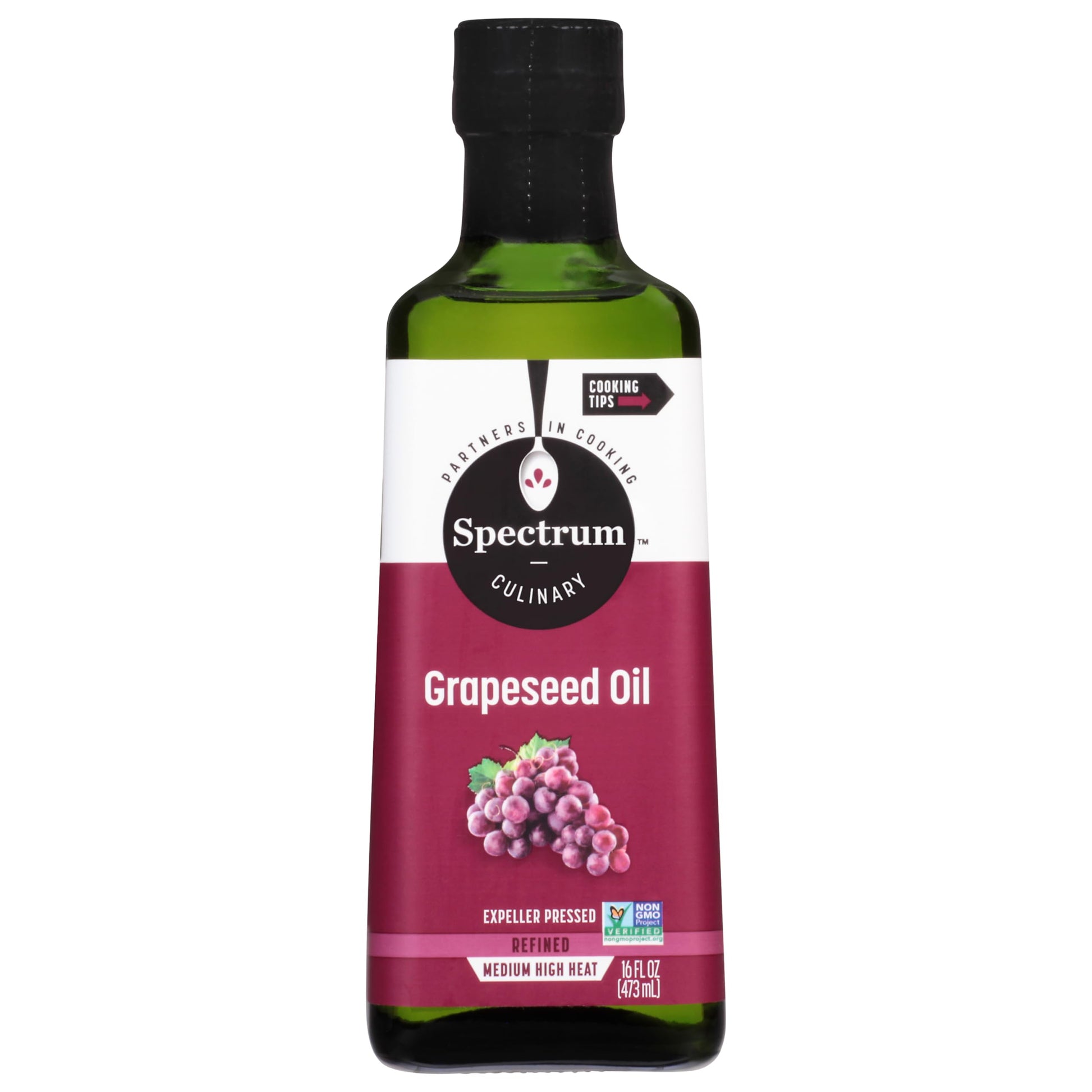 Spectrum Culinary, Grapeseed Oil, Refined, 16 Oz (Pack of 12)