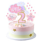 Kawailay Birthday Cake Decoration Set, Rainbow Clouds & Stars, 2nd Birthday Topper, Pink, Model Kawailay-206