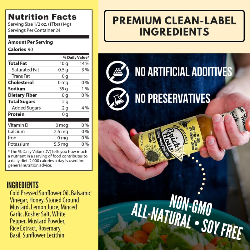 Brick House Balsamic Vinaigrette Dressing, Low Carb, Non-GMO, Low Sodium, 12 Oz