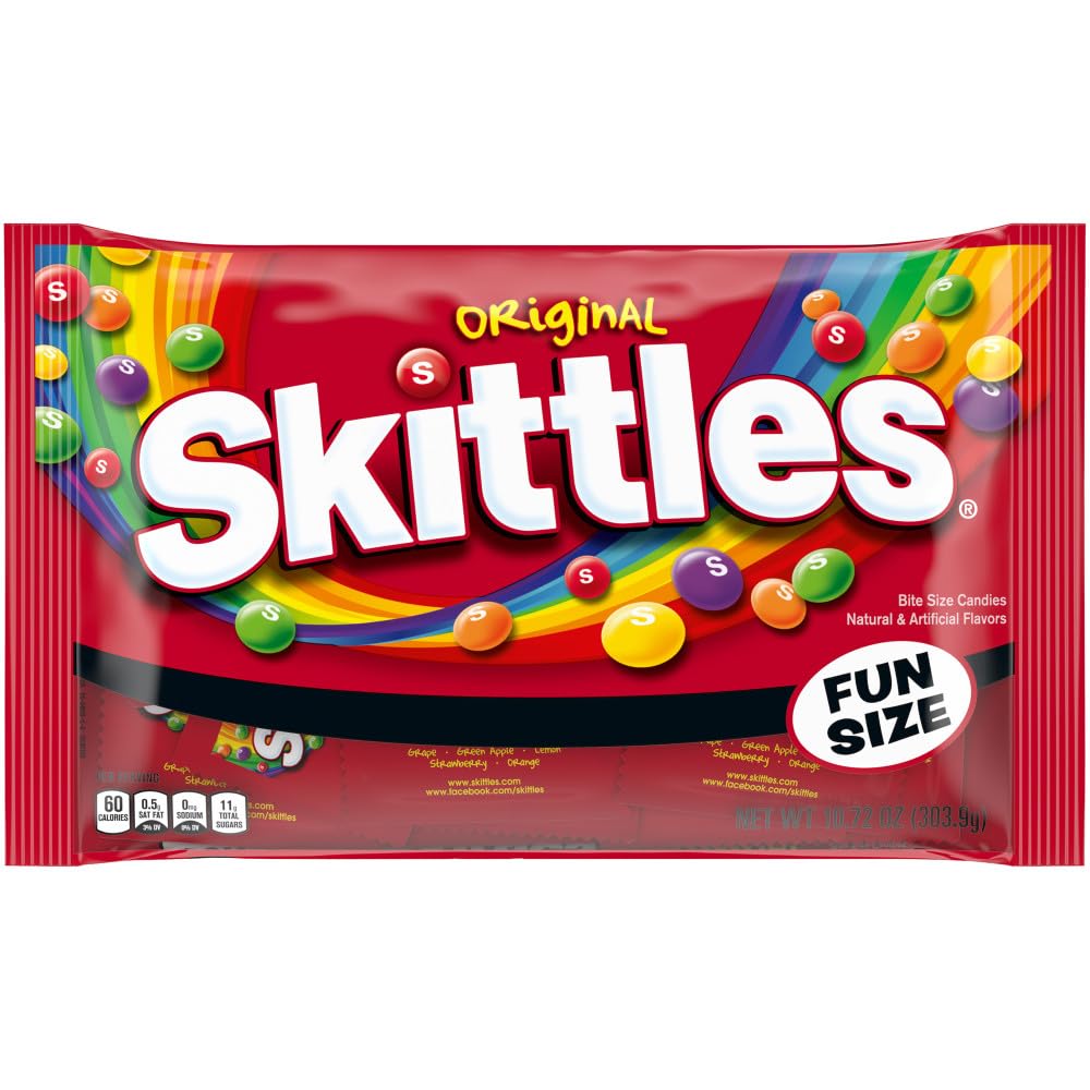 Skittles Original Chewy Candy Fun Size Halloween Candy, 10.72 Oz