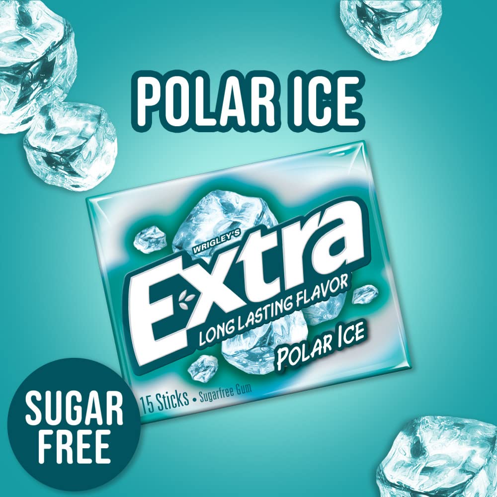 Extra--Polar Ice Sugarfree Gum, Icy Fresh, Mint Flavored, Sugarfree Chewing Gum With Long Lasting Flavor, Freshens Breath, 120 C