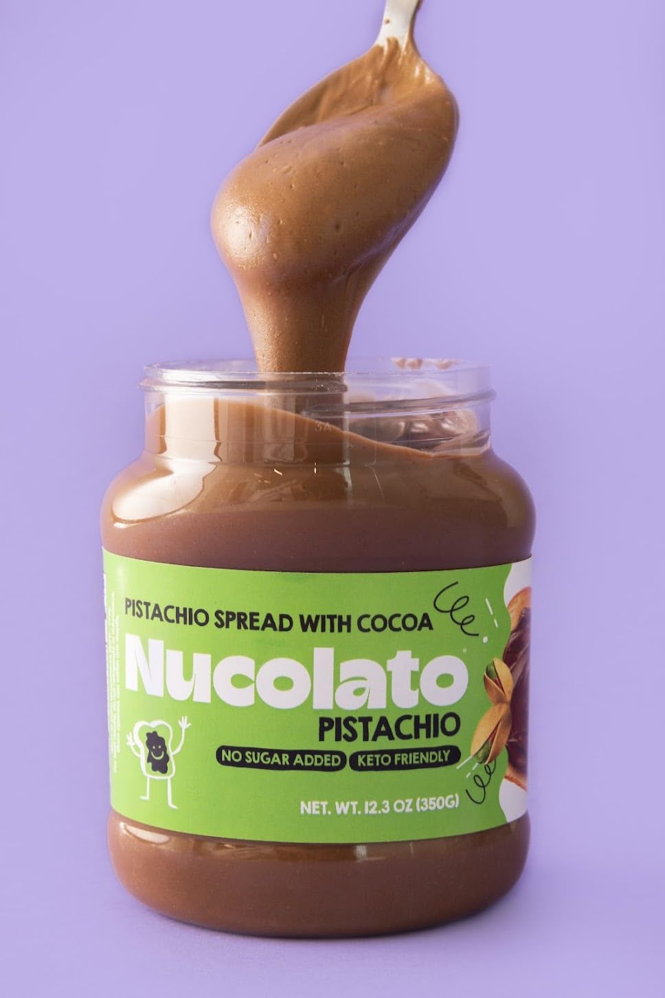 Nucolato | Pistachio Chocolate Spread | 12.3 Oz - 350 G | Keto Friendly - Gluten Free - No Sugar Added | Food Snacks | Perfect T