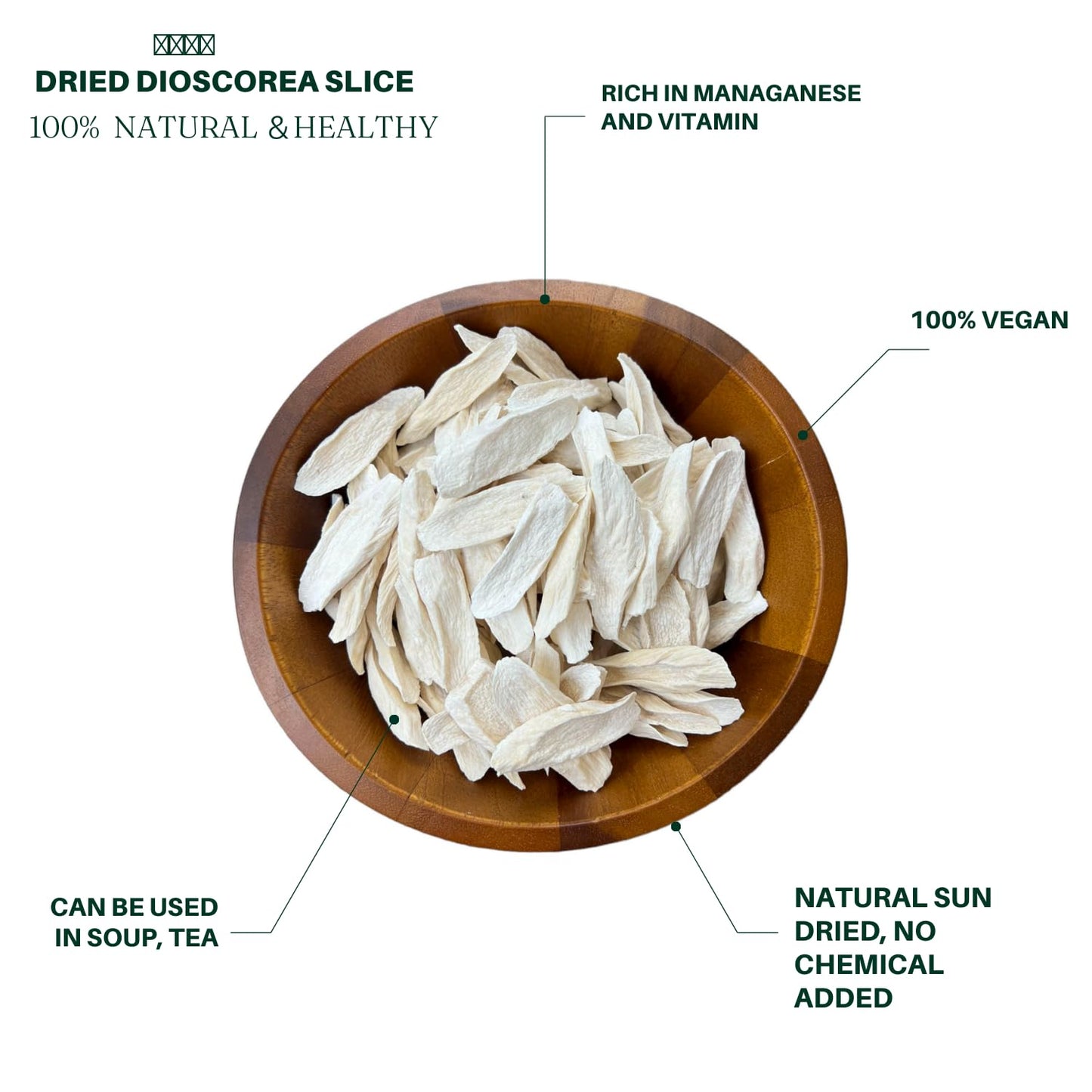 Royal Seafood Usa Premium Dried Dioscorea Slice Chinese Yam Slice 450G