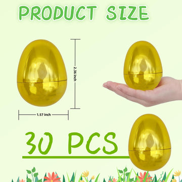 Gcqjoq Plastic Easter Eggs For Holiday Decorations And Celebrations, 30 Pcs (Gold)