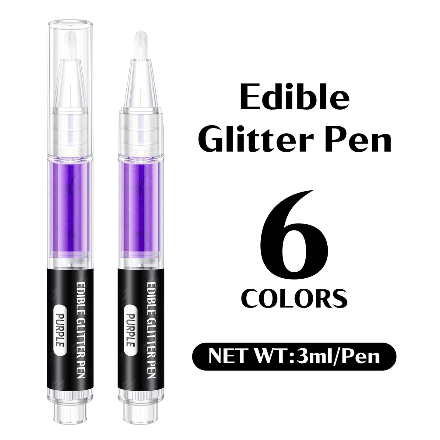 Edible Paint Pen 6 Colors Metallic Edible Markers Food Coloring Pen Shiny Food Paint Edible Glitter Paint For Cookies Decorating
