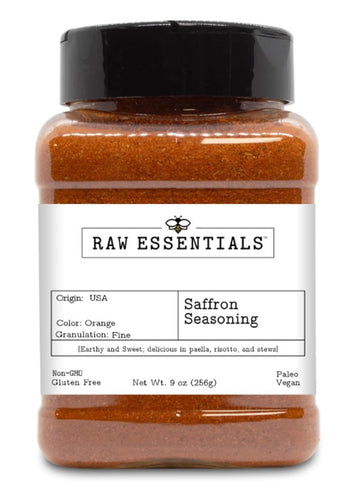 Raw Essentials Saffron Seasoning - Earthy and Sweet - Delicious in Paella, Risotto, and Stews - Luxurious Seasoning that is Non 