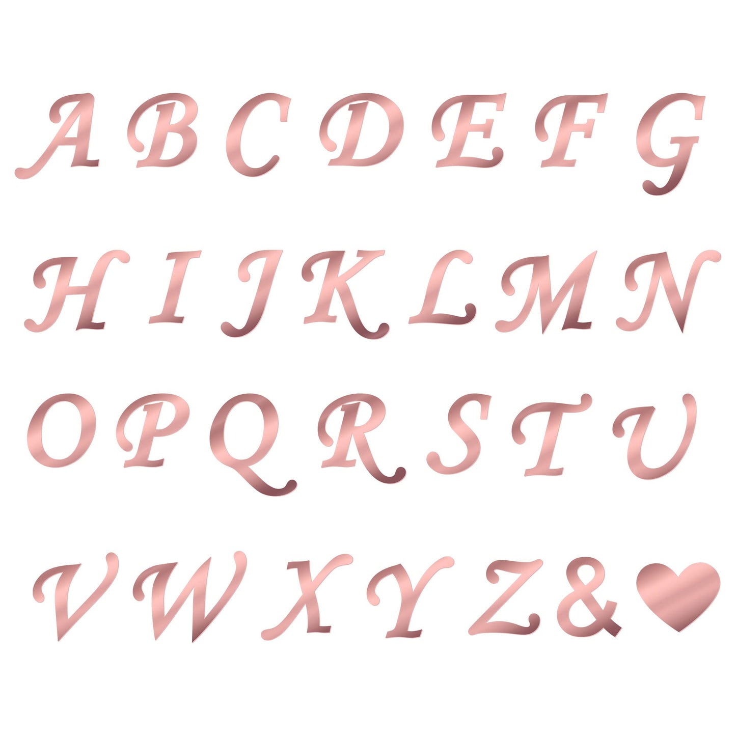 Gyufise 28Pcs Rose Gold Acrylic Alphabet Cake Toppers Diy Custom Cupcake Toppers A-Z Letter Mirrored Gold Picks For Personalized