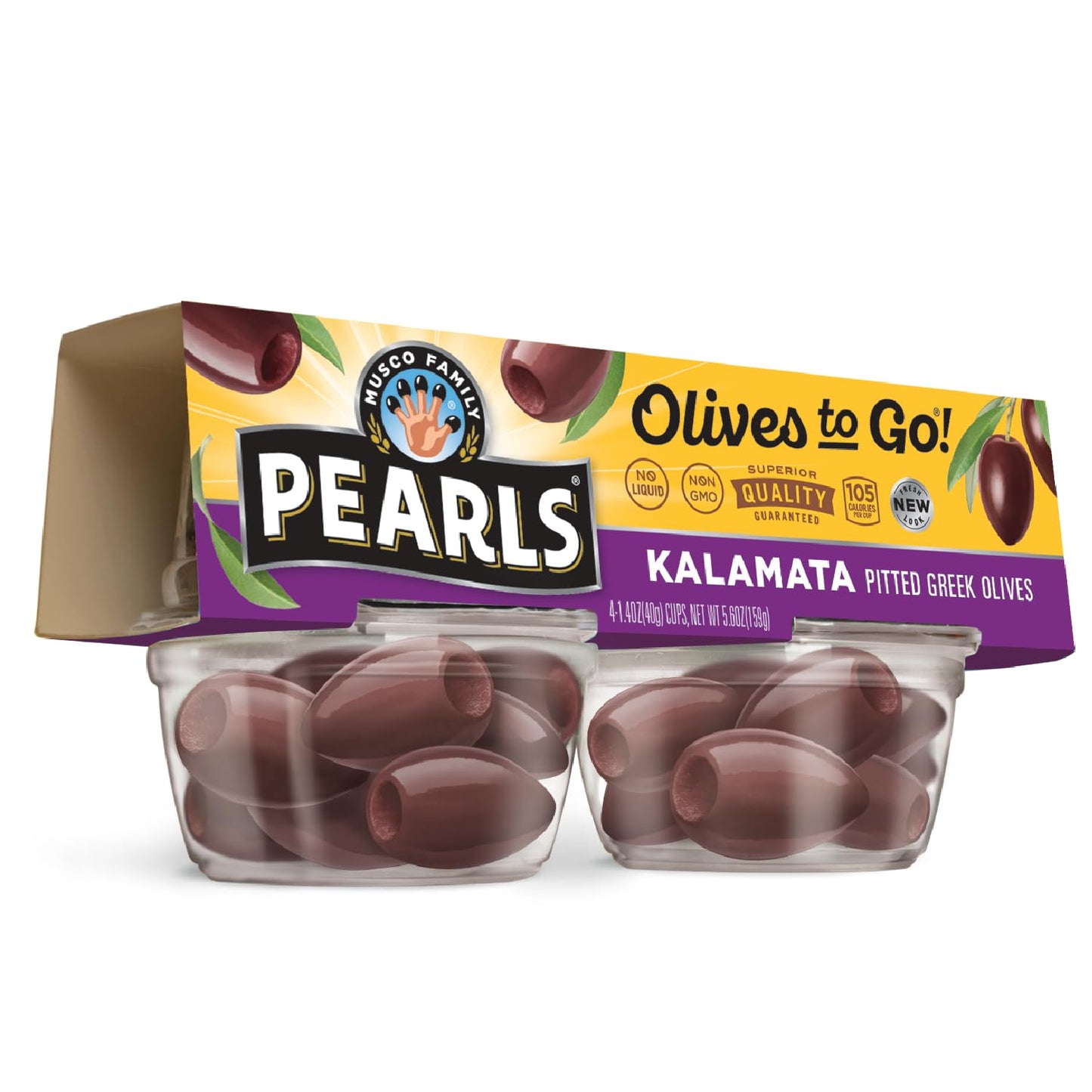 PEARLS Pitted Kalamata Olives, 1.4 oz Cups, Pack of 24