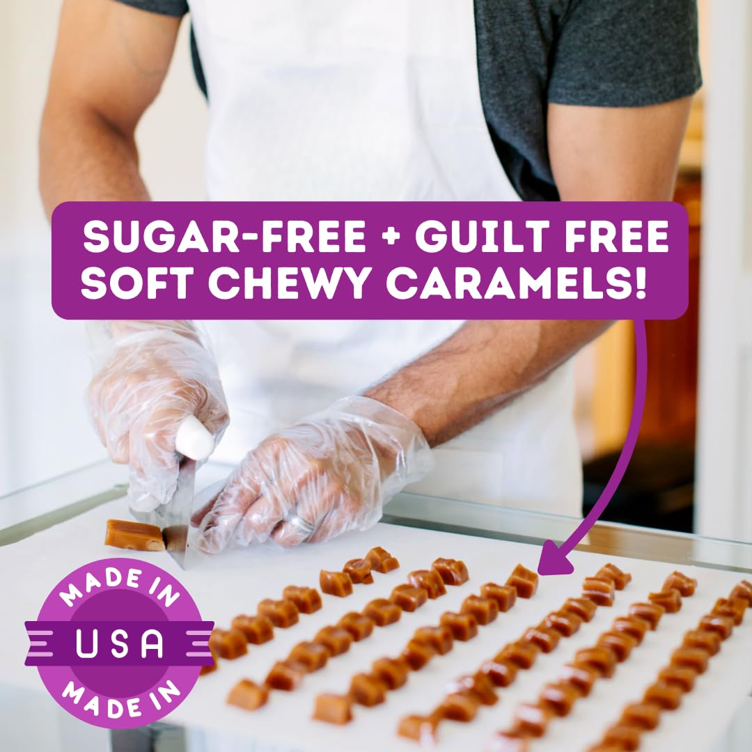 Tom & Jennys Sugar Free Soft Caramel Candy with Sea Salt and Ginger Powder, 2.9 Ounce, Keto Friendly, Low Net Carb