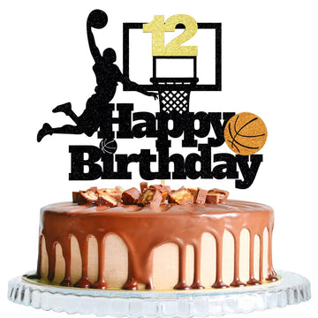 Basketball Happy 12th Birthday Cake Topper-Basketball Themed Birthday Party Cake Decoration-12 Years Birthday Party Supplies (12