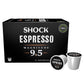 Shock Coffee Espresso Single Serve Cups - Extra High Caffeine, Medium Dark Roast, 10 Count
