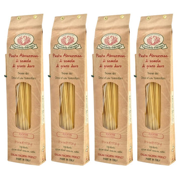 Rustichella d'Abruzzo Bucatini (Pack of 4), 500g Each - Classic Italian Pasta with a Hole - Perfect for Amatriciana Sauce - Arti