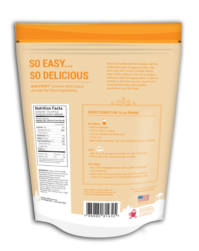 Java Frost Eggnog Creme Drink Mix, 4 LB Bag, 4 Pound (Pack of 1)