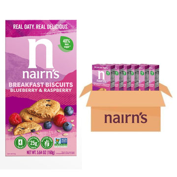 Nairn's Gluten-Free Blueberry and Raspberry Breakfast Biscuits - Healthy, Tasty, High Fiber, Non-GMO, No Artificial Colors, Flav
