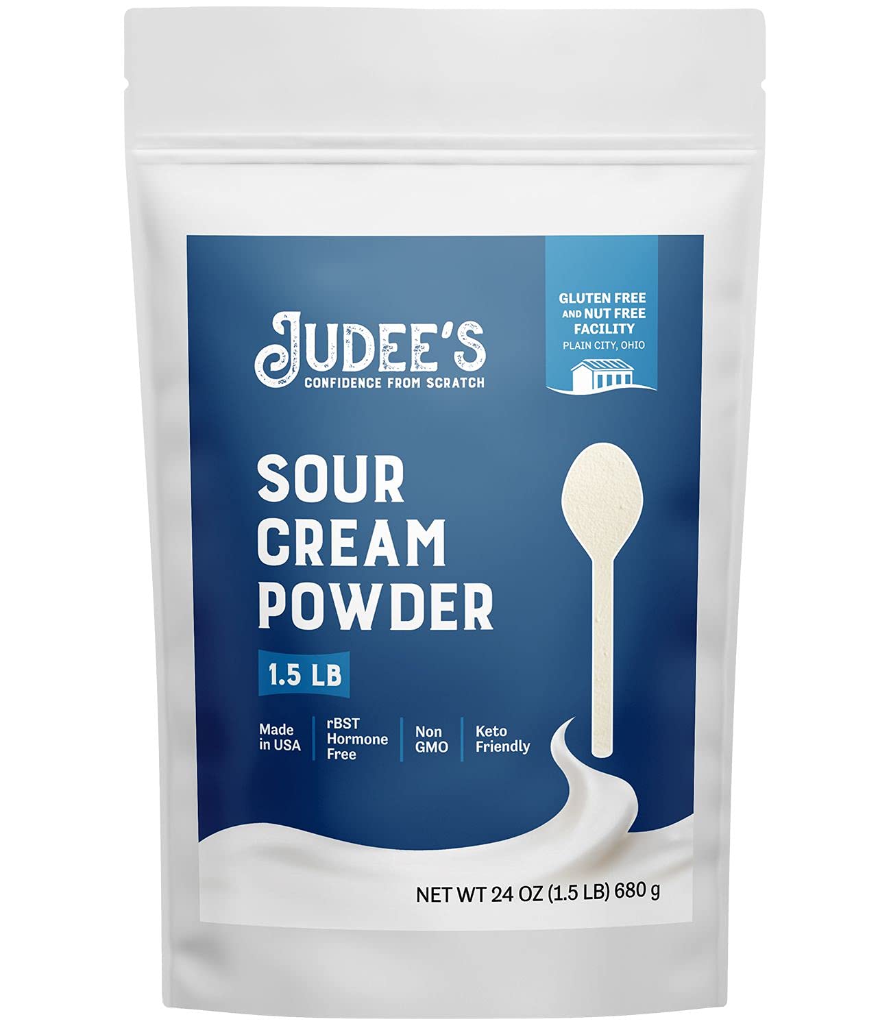 Judees Sour Cream Powder - 100% Non-GMO, Gluten-Free, Keto-Friendly - 24 oz