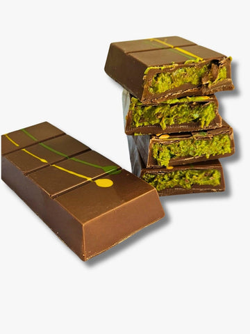 2 Pack - Narperi Dubai Chocolate Bar (Total 7 Oz) Handmade With Premium Pistachio Cream, Finest Belgian Milk Chocolate And Crisp