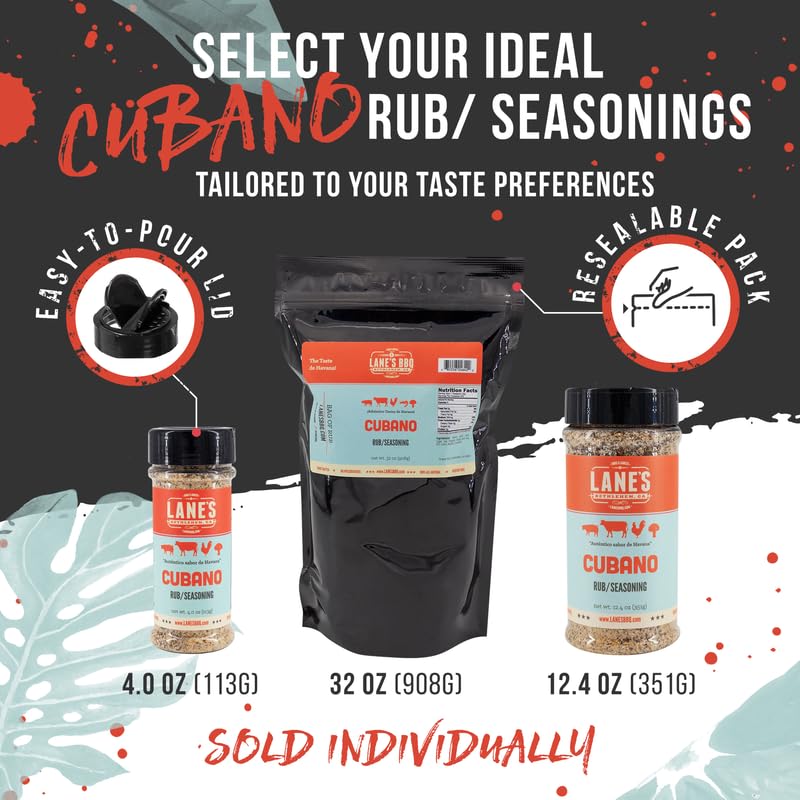 Lanes Cubano Cuban Seasoning Rub, All-Natural Spice Blend, Gluten-Free, 12.4 Oz