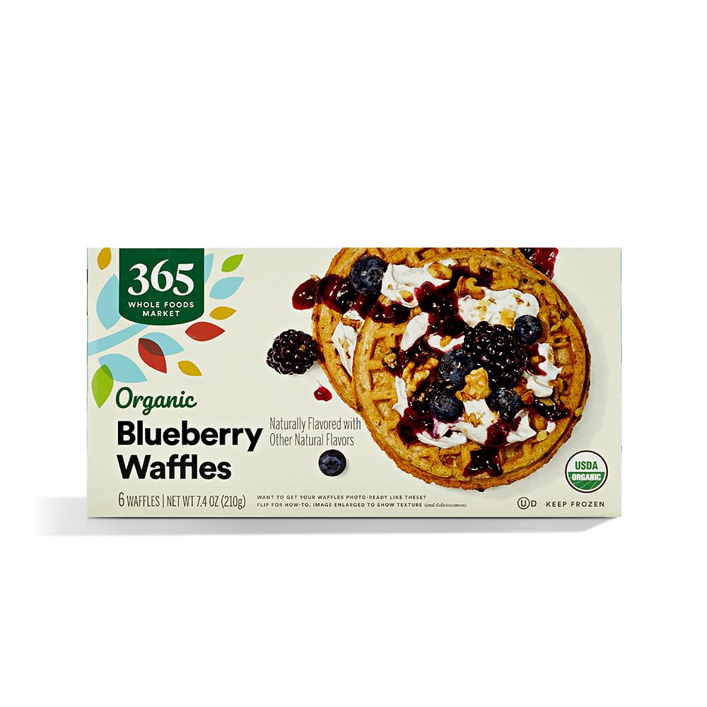 365 Everyday Value, Organic Blueberry Waffles, 6 ct, (Frozen)
