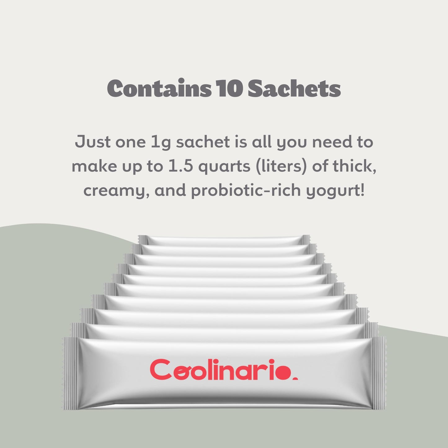 Coolinario Yogurt Starter Culture, 10-Pack 1.5g Sachets, Non-GMO, Gluten Free, Halal & Kosher for Creamy Homemade Yogurt