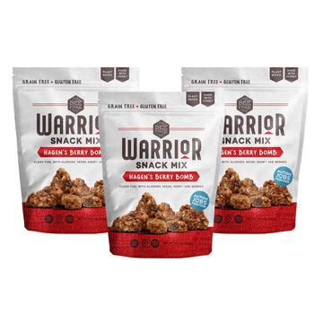 BeeFree Warrior Mix Granola Bites - Gluten Free, Paleo, Low Carb, 9 Ounce Bags, 3 Pack