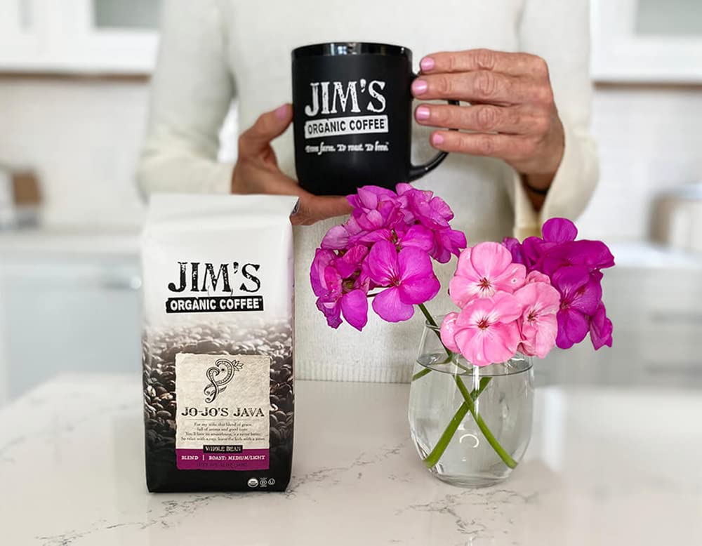 Jims Organic Coffee - Jo-Jos Java Blend - Medium/Light Roast, Whole Bean, 5 Lb Bulk Bag