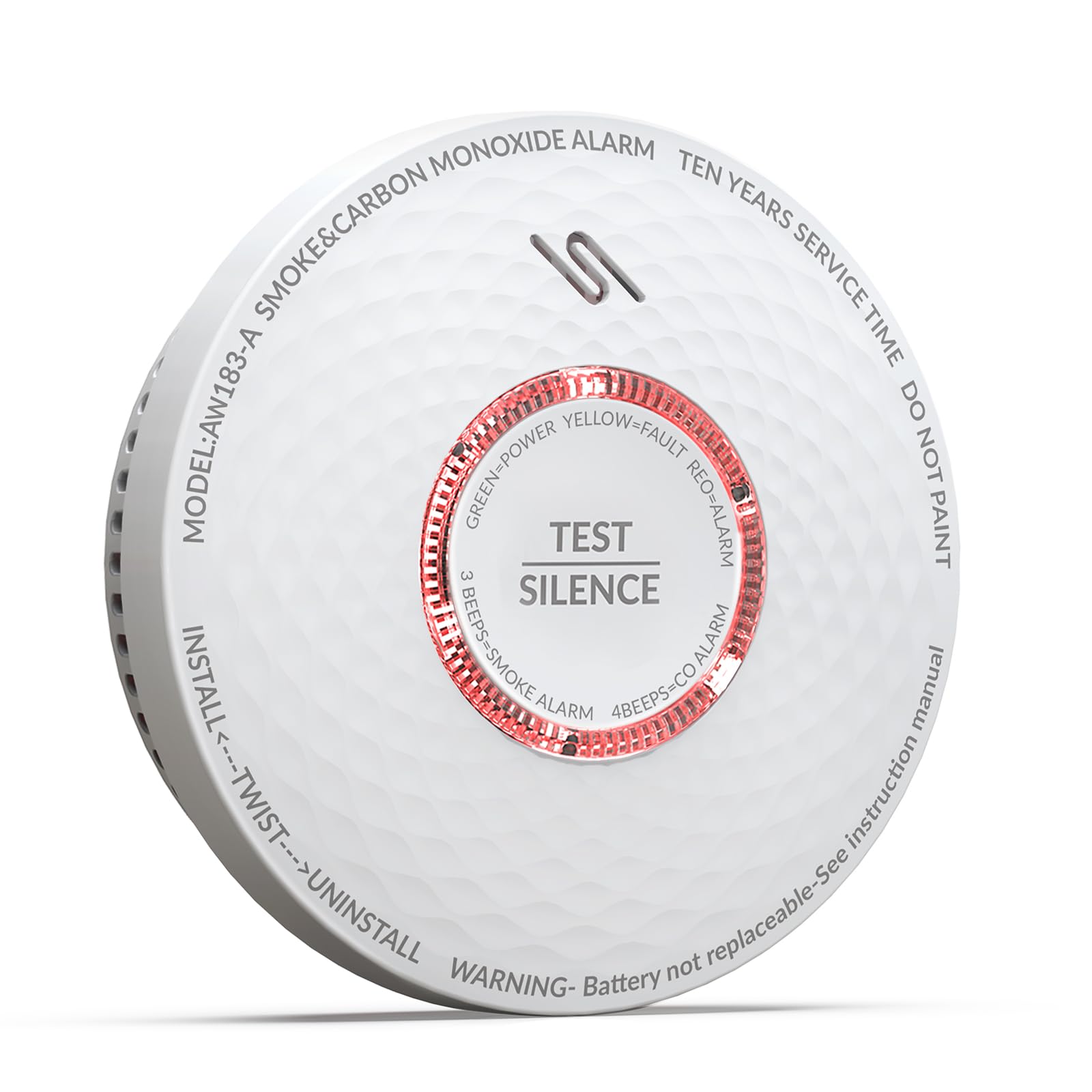 Jemay 10-Year Smoke And Carbon Monoxide Detector, Dual Sensor Smoke Co Alarm With Built-In Battery And Silence Function,Aw183-A,